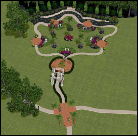 Overhead plan of the proposed rosary-shaped garden